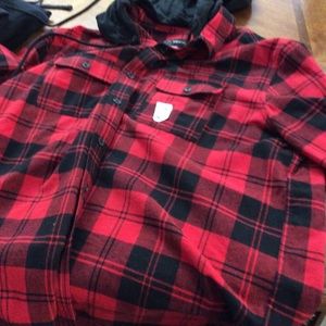 Flannel shirt with hoodie